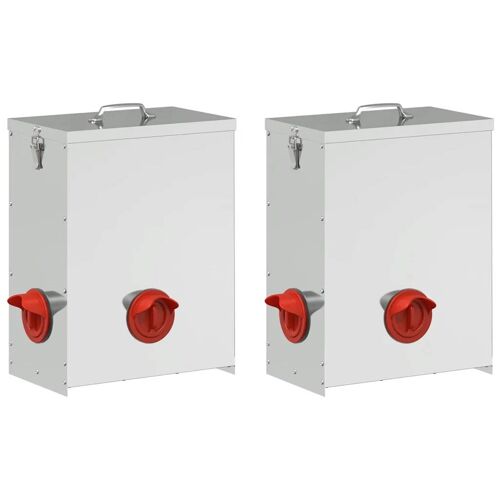 vidaXL Mangeoire pour poules 2 pcs Argent 32,5 x 20,5 x 43 cm