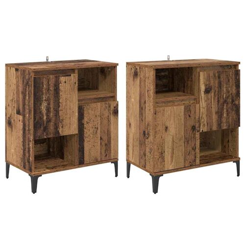 vidaXL Buffets 2 pcs Bois Ancien 60 x 35 x 70 cm Bois d'ingénierie