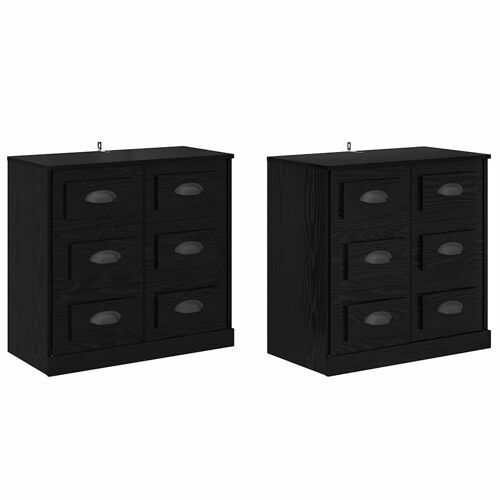 vidaXL Buffets 2 pcs Chêne noir 70 x 35,5 x 67,5 cm Bois d'ingénierie
