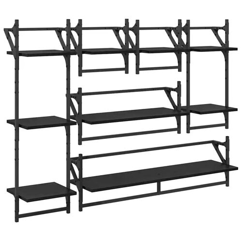 vidaXL Ensemble d'étagères murales 6 pcs Chêne noir 100 x 25 x 30 cm