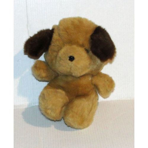 Peluche Chien marron Ajena - Doudou Chiot vintage 14 Cm assis
