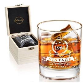 Verre À Whisky - Lighten Life - 340 Ml - Cristal Sans Plomb - Boîte En Bois - 61e Anniversaire
