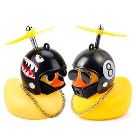 2 Pcs Cloche De Vélo Canard Jaune Décorative Pour Casque, Cloche À Air Avec Hélice Tournante, Sans Danger Silicone Souple Pour Enfant Et Adulte, 13.3 X 11 Cm