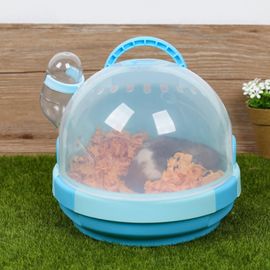 Cage De Transport Transparente Pour Petits Animaux 19,5 X 16,5 Cm - Avec Bouteille D'eau Étanche 60 Ml Et Poignée Pratique Pour Hamster, Cochon D'inde, Hérisson Bleu Et Autres Rongeurs