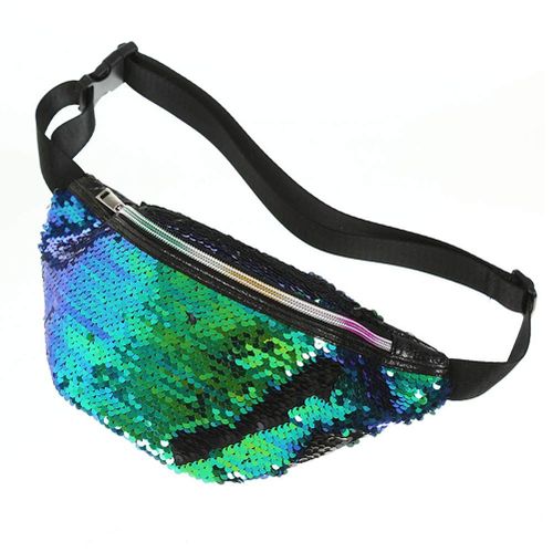 Sacoche De Ceinture Pailletée À Sequins Pour Femme Et Fille, Modèle Poisson Rouge, 28 X 14,5 Cm, Polyester Léger Et Durable