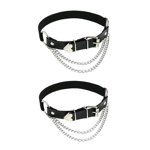 Ceinture Porte-Jarretelles En Cuir Synthétique Réglable Avec Chaînes, Élastique Pour Femme, Noir, Taille Ajustable De 32 À 60 Cm, Accessoire De Mode Polyvalent