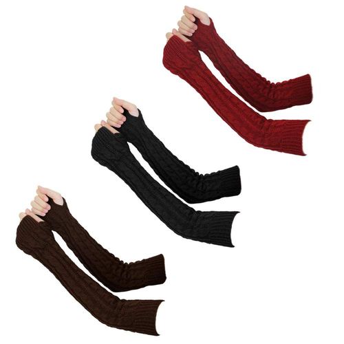2 Paires De Gants Longs Sans Doigts Manchette Élastique Avec Trou Pour Le Pouce Doux Et Léger En Nylon Spandex Et Soie Idéal Pour La Protection Uv Ou Garder Les Bras Au Chaud Disponible En Noir Gris