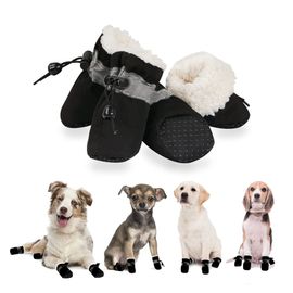 Chaussures De Protection Pour Chiens, Bottes Douces Et Respirantes, Semelle Antidérapante Avec Ruban Réfléchissant, Modèle Confortable Pour Petits Chiens (Taille 3 : 4 X 3 Cm L*P, Noir)