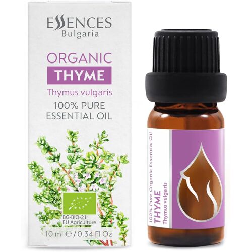 Huile Essentielle De Thym Vulgaire Bio 10ml| Thymus Vulgaris | 100% Pur Et Naturel | Non Dilué | Qualité Thérapeutique | Ferme Familiale | Distillé À La Vapeur | Non-Ogm | Végétalien 