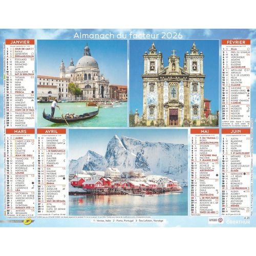 Calendrier Du Facteur 2026 - Almanach Mural Escapade Européenne