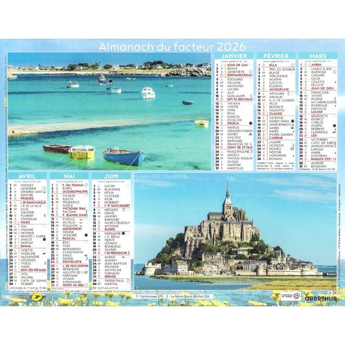Calendrier Du Facteur 2026 - Almanach Mural Côtes & Bretagne