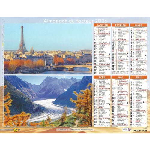Calendrier Du Facteur 2026 - Almanach Mural France & Paysages Variés