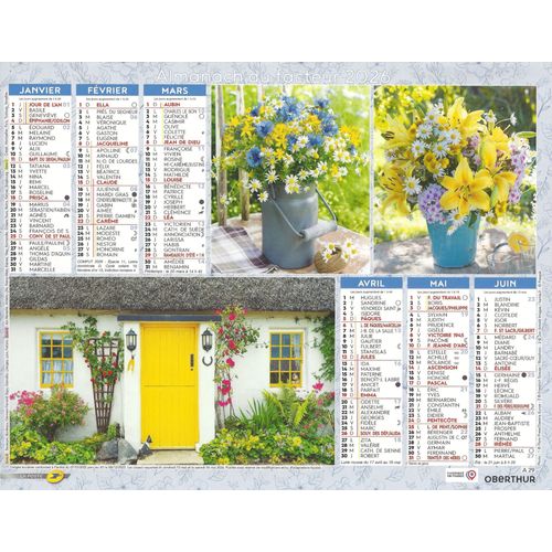Calendrier Du Facteur 2026 - Almanach Mural Jardins & Fleurs Champêtres