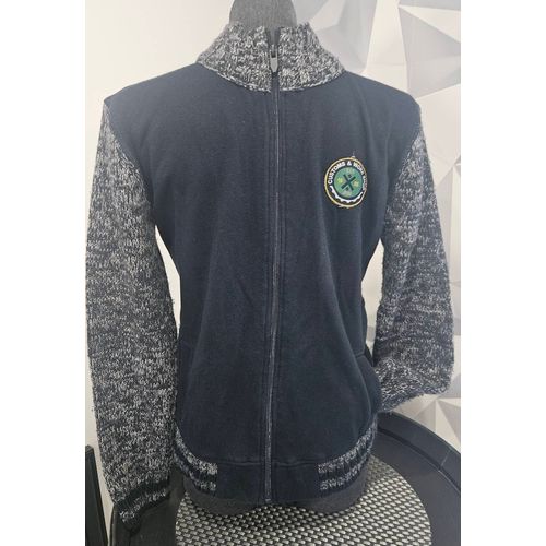 Gilet Zippé Bleu Chiné Gris 14 Ans