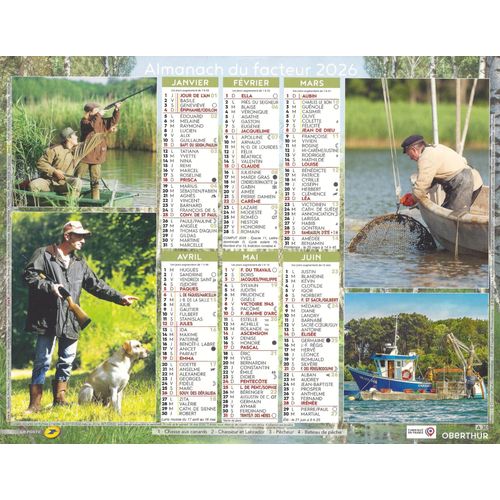 Calendrier Du Facteur 2026 - Almanach Mural Chasse & Pêche