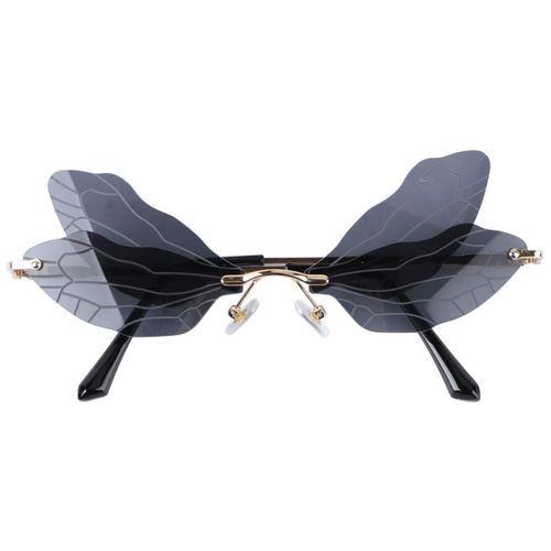 Lunettes Vintage Sans Bordures Forme Ailes De Libellule Lunettes Fun Ir Régulières Pour Fête D'anniversaire Carnaval Déguisement Accessoire Photo Noir 13.5x10 Cm 0.12 Kg