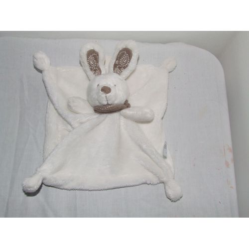 LAPIN SIMBA DOUDOU BLANC MARRON CARRE ECHARPE