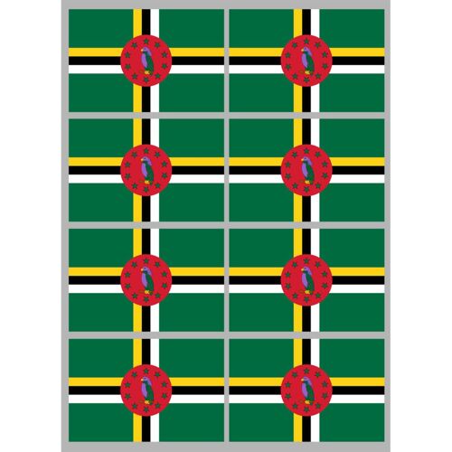 Drapeau La Dominique (8 Stickers 9.5x6.3cm) - Sticker/Autocollant