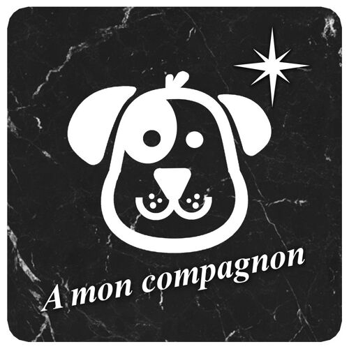 À Mon Compagnon Chien Marbre Noir (5x5cm) - Sticker/Autocollant