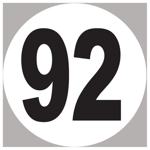 Numéro 92 - 5x5cm - Sticker/Autocollant