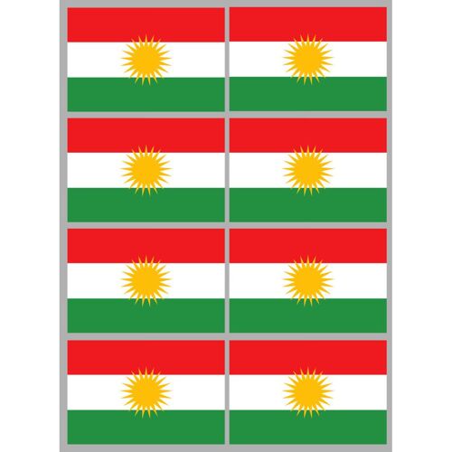 Drapeau Kurdistan (8 Fois 9.5x6.3cm) - Sticker/Autocollant
