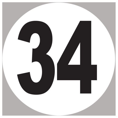 Numéro 34 - 15x15cm - Sticker/Autocollant