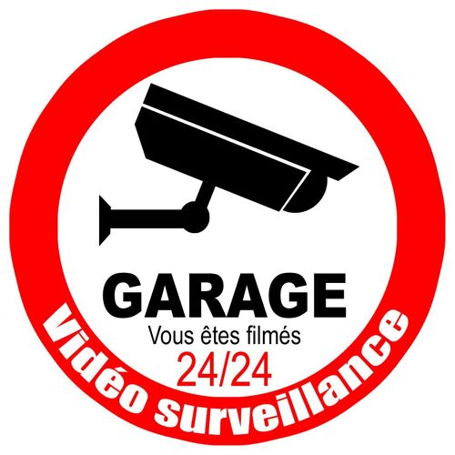 Vidéo Surveillance Garage - 20cm - Sticker/Autocollant