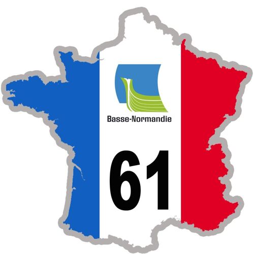 61 France Basse-Normandie - 15x15cm - Sticker/Autocollant