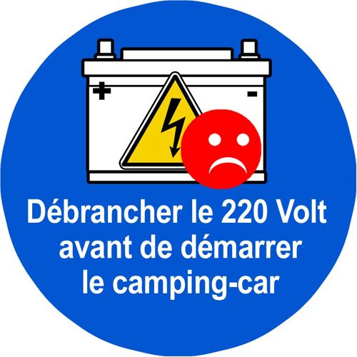 Débrancher Le 220 Volt Avant De Démarrer Le Camping-Car - 5cm - Sticker/Autocollant