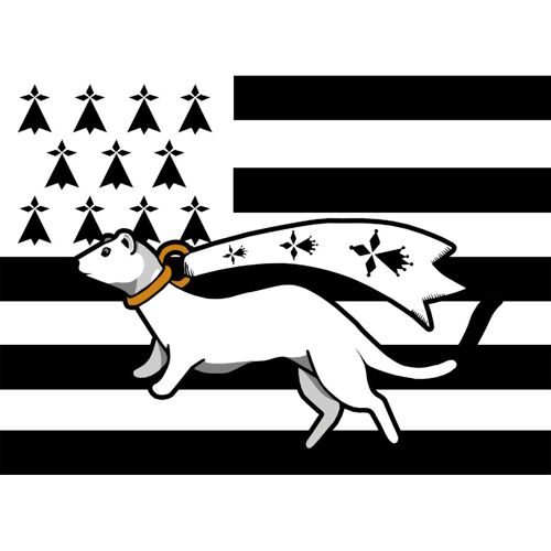 Drapeau Bretagne Hermine - 15x11cm - Sticker/Autocollant