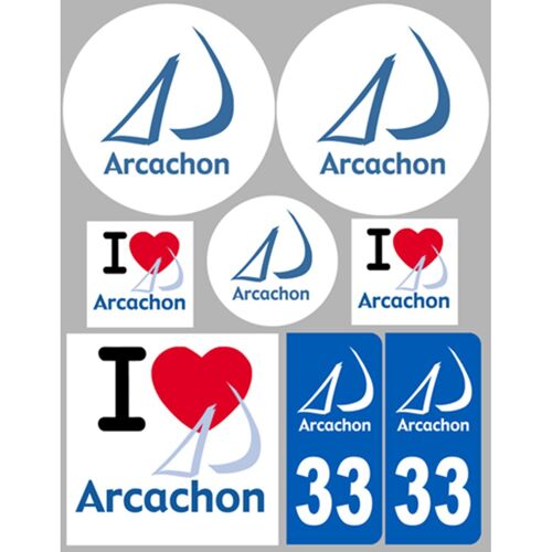 Arcachon 33 (8 Autocollants Variés) - Sticker/Autocollant