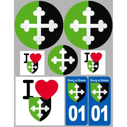 Bourg En Bresse (8 Autocollants Variés) - Sticker/Autocollant