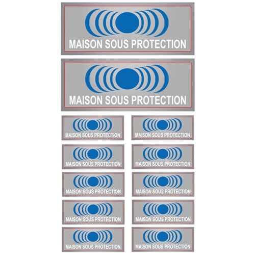 Maison Sous Protection (2 Fois 15x6cm & 10 Fois 7x2.5cm) - Sticker/Autocollant