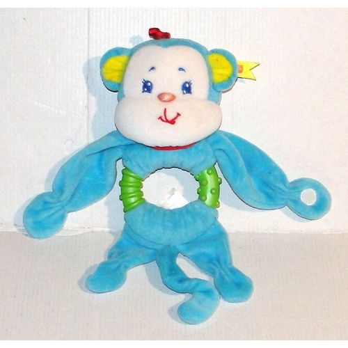 doudou singe hochet bleu fisher price