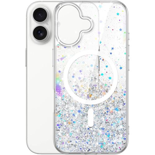 KALANKA-Coque à Paillettes pour iPhone 17 6,3 Pouces Compatible avec MagSafe, Transparente Mignon Bling Étincelant pour Femmes et Filles, Étui Housse Magnétique Brillante (Transparente)