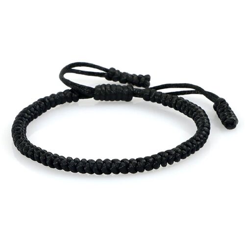 Zense - Bracelet Tibétain Noir Tressé Ajustable Pour Homme Zb0364