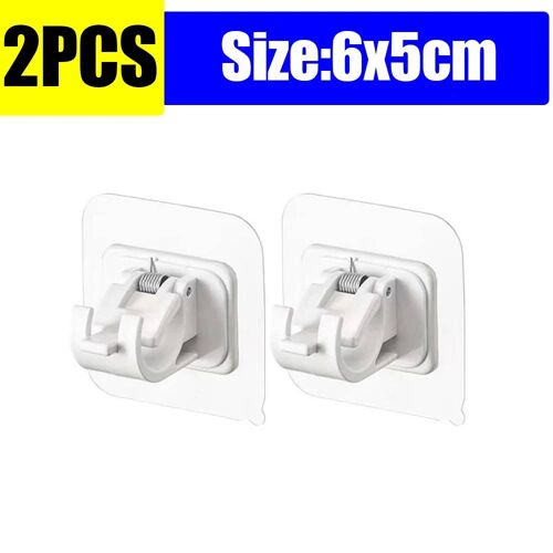 Crochets de Rail auto-adhésifs, tiges de serrage pour rideaux sans clous, crochet réglable pour douche, rangement domestique, support de bâton suspendu White-2pcs