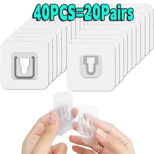 Crochets muraux Double face, adhésif fort, Transparent, sans trace, pour cuisine, chambre à coucher, support de rangement, prise de courant, 50/2 pièces 40pcs
