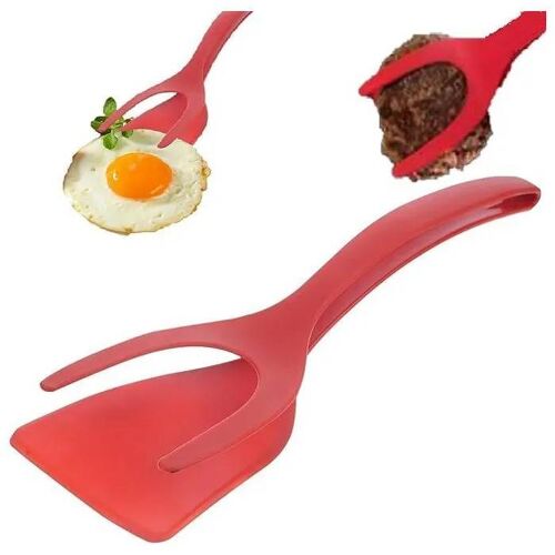 Spatule Et Pince 2-En-1 - Baopinlady - Rouge - Silicone Résistant À La Chaleur - 2 Pièces