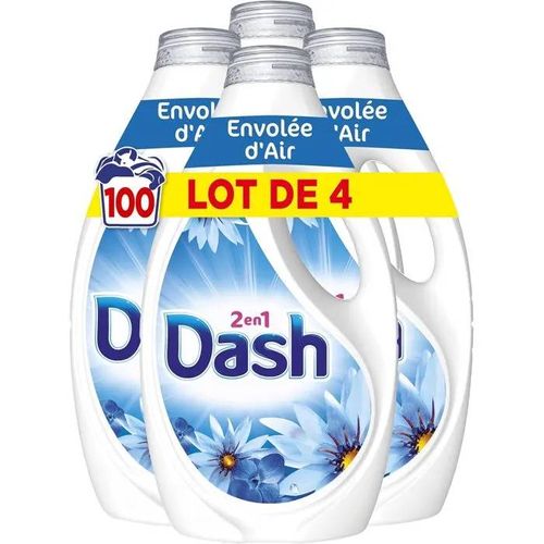 Dash 2en1 Lessive Liquide, 100 Lavages (4 x 25 Lavages), Envolée d'Air