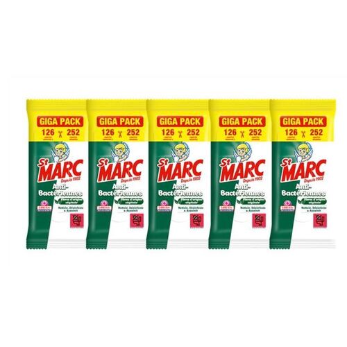 ST MARC Lot de 5 Lingettes nettoyante Désinfectante, Anti-Bactériennes, 126 lingettes