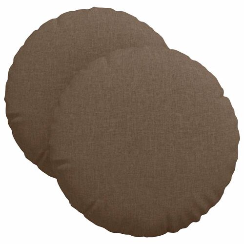 Vidaxl Coussins De Siège 2 Pcs Marron Ø40 X 13 Cm Tissu