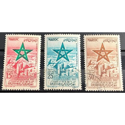 Lot De 3 Timbres Oblitérés Maroc 1957 Y&T N° 103 À 105