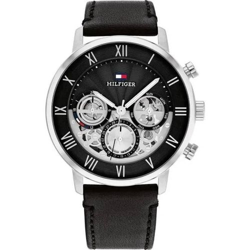 Montre - Tommy Hilfiger - 1710565 - Cuir Noir - 44 Mm - Résistante À L'eau 5 Bar