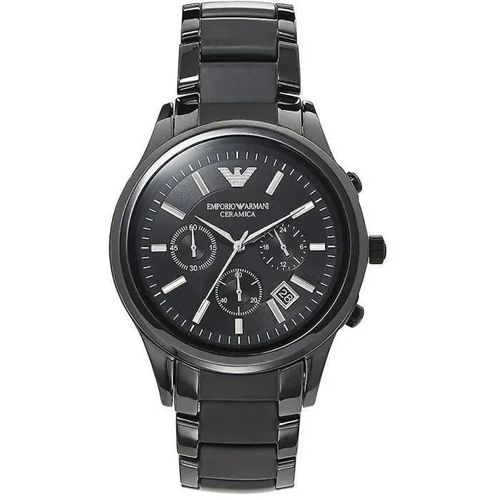 Montre Ceramica Ar1452 Gris Foncé Homme - Emporio Armani - Chronographe - Etanche 5 Atm