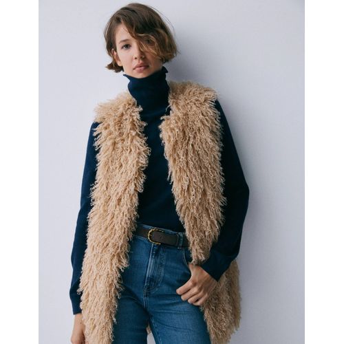 Veste Longue Sans Manches En Fausse Fourrure-Dune De Sable, Fourrure