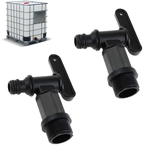 Robinetterie de vidange pour tonne de pluie 3/4 pouce, robinet en plastique léger et durable pour usage extérieur, jardin, industriel et domestique, 2 pièces