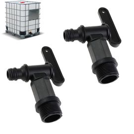 Robinetterie de vidange pour tonne de pluie 3/4 pouce, robinet en plastique léger et durable pour usage extérieur, jardin, industriel et domestique, 2 pièces
