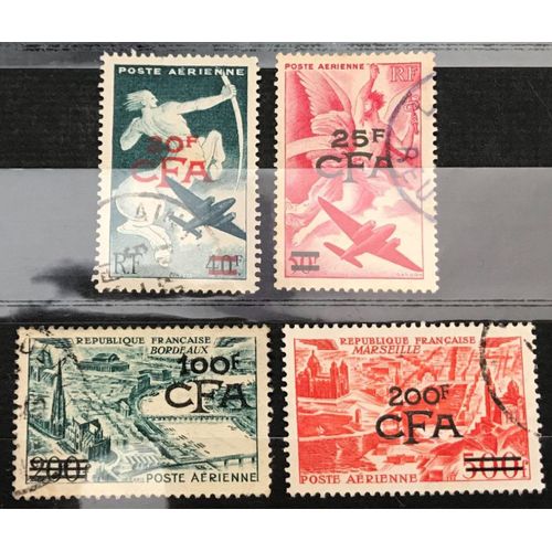 Lot De 4 Timbres Oblitérés Réunion Poste Aérienne 1949 / 1951 Y&T N° 45 /46 / 49 /50