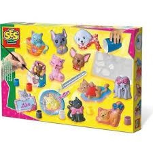Ses Créative - Kit Moulage En Platre Et Peinture - Thème Chiens Et Chats